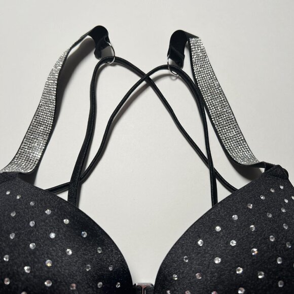 Victoria Secret 36D Bombshell Push Up Bikini Top Glam Cups Shine Strap Black - Picture 6 of 10